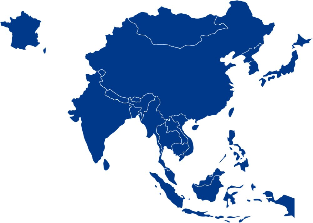 Carte de la France et de l'Asie